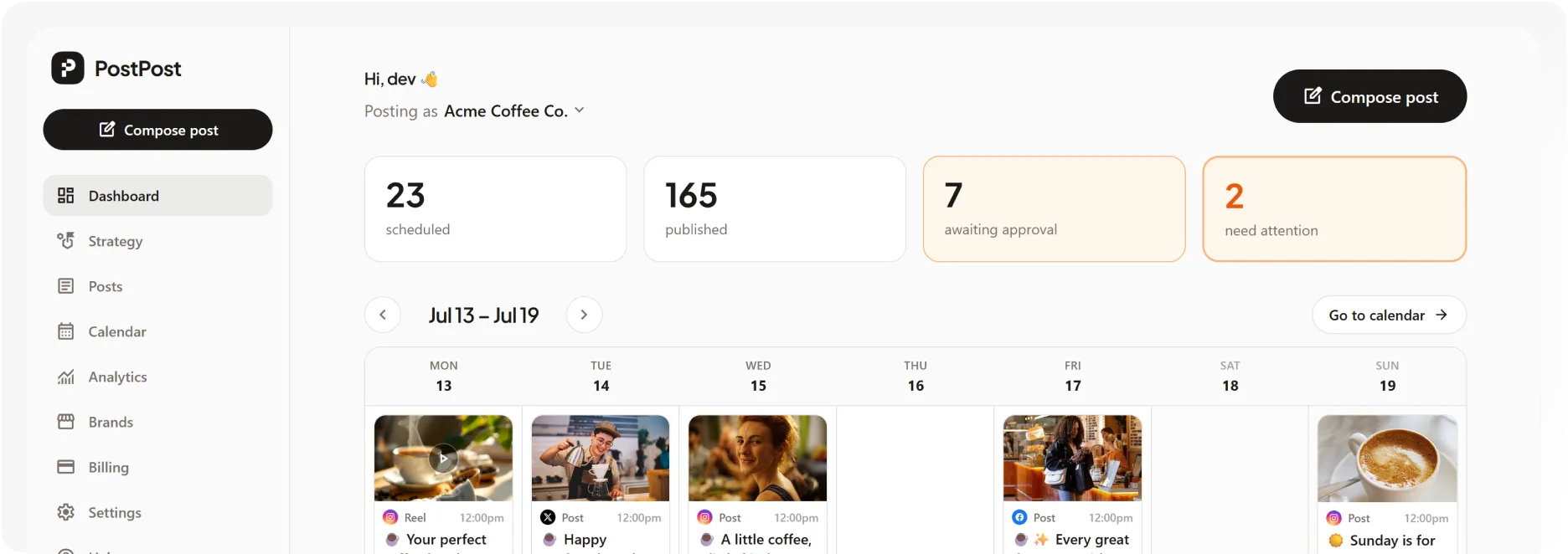 PostPost dashboard